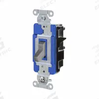 HUBBELL Wall Switch: Toggle Switch, 3-Way, Maintained, Gray, 120/277V AC, 15 A (MPN HBL1203STGY). Key specifications — Illuminated: No; Voltage Rating: 120/277V AC.