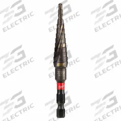 MILWAUKEE Step Drill Bit: 1/8" to 1/2", TiAlN-Coated HSS, Impact Rated, Quick-Change Hex Shank (MPN 48-89-9241). Key specifications — attr1234936: Impact Rated.