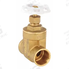 MILWAUKEE VALVE Gate Valve: 1 in, Brass, Non-Rising, Sweat x Sweat, 200 psi CWP, Wheel, Solid Wedge (MPN UP668 1"). Key specifications — Bonnet Material: Brass; Brand: MILWAUKEE VALVE; Wedge Material: Forged Brass.
