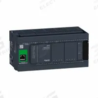 SCHNEIDER ELECTRIC Logic Controller: (16) Transistor/(4) Fast Output Out (MPN TM241CE40T). Key specifications — Manufacturer Part Number: TM241CE40T; Power Required: 24V DC; Product Type: Logic Controller; Series: Modicon M241; Number and Type of Outputs: (4) Fast Output.