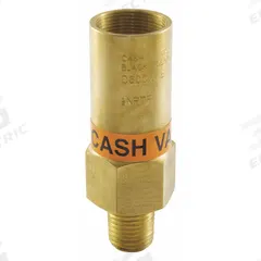 CASH VALVE Safety Relief Valve: Brass, PTFE, 1/4 in x 1/4 in, MNPT x MNPT, 30 psi to 614 psi (MPN C600MABT-01K0100). Key specifications — Brand: CASH VALVE.