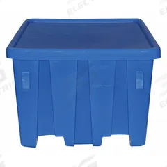 MEESE INC Bulk Container: 27.5 cu ft, 45 in x 45 in x 33 in, Lid Included, 2-Way Entry, Square, Blue (MPN P291-ROY). Key specifications — Brand: MEESE INC; Stackable: Stacking Capable; Shape: Square; Runner Location: None; Fork Entry: 2-Way Entry; Container Wall Type: Solid; Mobility: Stationary; Collapsible: Rigid.
