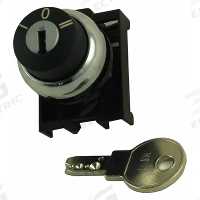 EATON Keyed Selector Switch: 3 Position, 22 mm Panel Mounting Size - Panel-Mounted Key Switches without Contacts