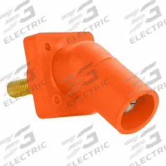 Single Pole Receptacle: Orange, Angled Taper Nose Mating, Threaded Stud Termination, 600V AC/600V DC (MPN 16R29-1UO). Key specifications — Series: 16; Receptacle Gender: Male; Brand: LEVITON.