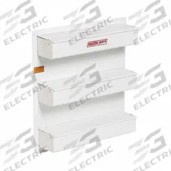 WEATHER GUARD Closed Tray Door Organizer: Door Organizer, Steel, 4 5/8 in Overall Lg, Van Shelving (MPN 9871-3-01). Key specifications — Color: White; Includes: (6) 1/4-20 Blind Fasteners; Product Type: Door Organizer; Compatible Product Type: Van Shelving; Material: Steel; Mounting Location: Van Door; Brand: WEATHER GUARD.