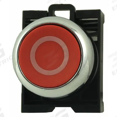 EATON Flush Push Button: Red, 22 mm Mounting Size, Metallic - Flush-Mount & Recessed Push-Button Operators