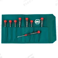 WIHA Precision Screwdriver Set: 1-10 Pieces, 8 Pieces, Phillips/Slotted Tip, Ergonomic Grip, Pouch (MPN 26193). Key specifications — attr1205274: WIHA; attr1205269: 9/64 in.