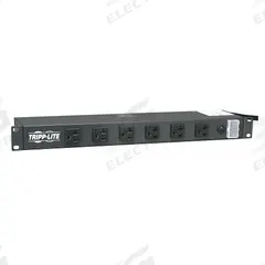 TRIPP LITE Power Distribution Unit: 120V AC, 12 Outlets, NEMA 5-15/20R, Non-Metered, 1 RU, Std (MPN RS-1215-20T). Key specifications — Plug Type: NEMA L5-20P; Brand: TRIPP LITE; Maximum Input Voltage: 120V AC; Receptacle Type: NEMA 5-15/20R; Mounting Location: Horizontal Rack; Facing: Front.
