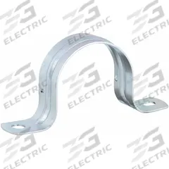 Conduit & Pipe Strap Clamp, Two-Hole: 2 in Trade Size, Steel, IMC/RMC (MPN 2238). Key specifications — Finish: Electroplated; Color: Gray; Compatible Conduit Type: IMC; Material: Steel; Brand: RACO.
