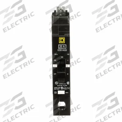 SQUARE D Miniature Circuit Breaker: 25 A, 277V AC, Single Phase, 18kA at 120/240V AC - EDB & EGB Series, Bolt-On Square D Miniature Circuit Breakers