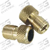 SLIME Presta Valve Adapter: Valve Adapter, Bicycles, Gold, 5/8 in Overall Lg, Metal (MPN 23042). Key specifications — Color: Gold; Product Type: Valve Adapter; Compatible Vehicle Type: Bicycles; Material: Metal; Brand: SLIME.