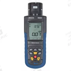 REED INSTRUMENTS Radiation Meter: Hard Carrying Case/Software, CPM/CPS/MeV/uSv/hr (MPN R8008). Key specifications — Measuring Units: MeV; Includes: Hard Carrying Case; Operating Ranges: 0 to 4,000 CPM/CPS; Brand: REED INSTRUMENTS.