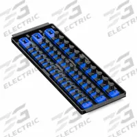 ERNST MANUFACTURING Socket Organizer: Blue, 5 5/16 in Overall Wd, 40 Posts/Slots, Sockets (MPN 8491). Key specifications — attr1125333: (40) Socket Clips; attr1125346: ERNST MANUFACTURING; attr1125347: Blue; attr1136588: Sockets; attr1125364: Socket Bit Tray.