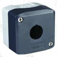 SCHNEIDER ELECTRIC Push Button Enclosure: 22mm, 1 Holes, Non-Metallic, NEMA 13/4X (MPN XALD01H7). Key specifications — Brand: SCHNEIDER; Environments & Applications: Washdown-Corrosion-Resistant.