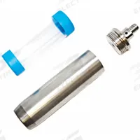 AMS Soil Core Sampler Cup with Cap: Stainless Steel, 5/8 in Connection Size, 2 in Overall Dia (MPN 404.71). Key specifications — Material: Stainless Steel; Connection Type: Threaded; Includes: 2 in x 6 in Plastic Liner; Brand: AMS.