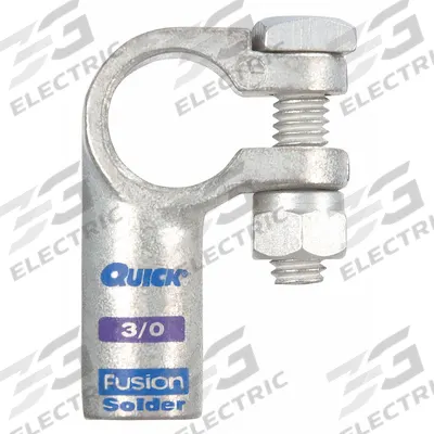 FUSION Battery Terminal: Right Elbow, Solder, 3/0 ga, Purple Color, Positive - Right Elbow Alignment