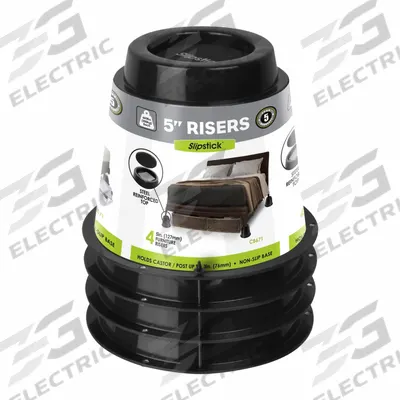 SLIPSTICK Bed Riser: Black, 660 lb Wt Capacity, Rubber, 5 in Riser Ht - Bed Risers