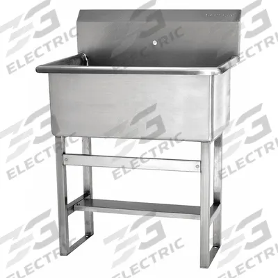 SANI-LAV Scrub Sink: 45 1/2 in Overall Ht, 22 in Bowl Lg, 10 1/2 in Bowl Dp, 1 Faucet Holes - One-Station Freestanding Hand Sinks without Faucets