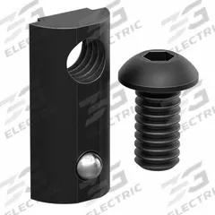 Drop In T-Nut: 1/4" -20 Size, 1/2 in Thread Lg, Button Head Socket Cap, For 0.3 in Slot Wd, 15 PK (MPN 10FAC3801). Key specifications — Fastener Type: T-Nut; Fastener Head Type: Button Head Socket Cap; Material: Steel; Finish: Black Zinc-Plated; T-Slot Fastener Type: Drop-In T-Nut with Alignment Ball; Threaded Hole Location: Single Offset; Compatible Series: Fath 10 Series; System of Measurement: Inch.