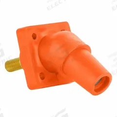 Single Pole Receptacle: Orange, Angled Taper Nose Mating, Threaded Stud Termination, 600V AC/600V DC (MPN 16R30-1UO). Key specifications — Series: 16; Receptacle Gender: Female; Brand: LEVITON.