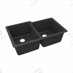 ELKAY Sink: 33 in Overall Lg, 20 1/2 in Overall Wd, 9 1/2 in Bowl Dp, 14 1/8 in_14 3/8 in Bowl Lg (MPN ELGU250RMB0). Key specifications — Brand: ELKAY; Color Family: Black.