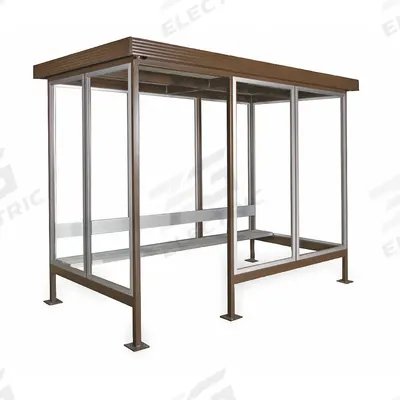 PORTA-KING Smoking Shelter: Assembled, 4 Sides, 96 in x 144 in x 94 in, Steel, Brown - 4-Wall Assembled Bus & Smoking Shelters