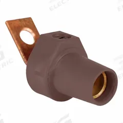 Single Pole Receptacle: Brown, Straight Taper Nose Mating, Angled One-Hole Bus Bar Termination (MPN 16F21-UH). Key specifications — Series: 16; Receptacle Gender: Female; Brand: LEVITON.