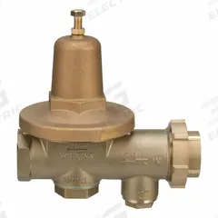 WILKINS Water Pressure Reducing Valve: FNPT x FNPT, 2 in Pipe Size, Cast Bronze, 25 psi to 75 psi (MPN 2-600XLHR). Key specifications — Brand: WILKINS; Union Type: Single Union; Low-Lead Compliance: Low-Lead Compliant.