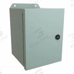 HAMMOND Electrical Enclosure: Steel, 8 in x 6 in x 6 in, NEMA 12/13/3R/4, w/Panel, Solid Cover (MPN EJ866). Key specifications — Closure Method: Latches; Brand: HAMMOND; Knockouts: Not Included.
