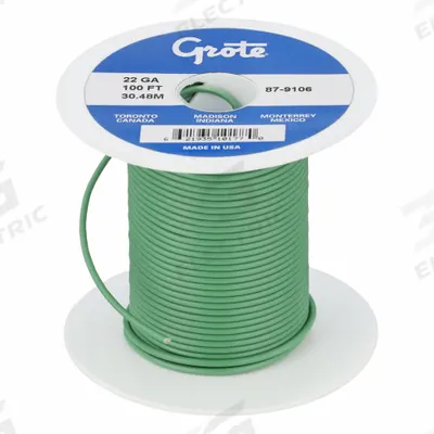 BATTERY DOCTOR Primary Automotive Wire: GPT, 100 ft, 1 Conductor, 22 AWG, Green - PVC-Insulated General Purpose Primary Wires