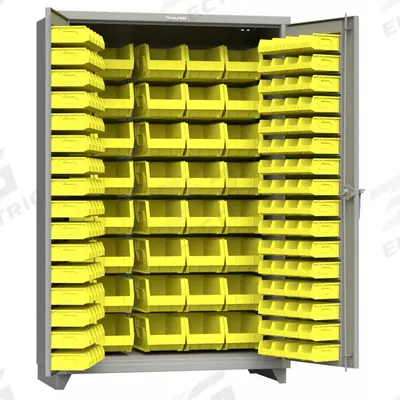 STRONG HOLD Bin Cabinet: 48 in x 24 in 75 in, 0 Shelves, 126 Bins, Yellow, Flush, 14 ga Panel - Standard Bin Cabinets