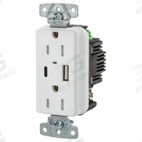 USB Receptacle: Duplex, 5-15R, 2 USB Ports, USB Type A/C, White, 125V AC, 15 A (MPN USB15ACPDW). Key specifications — Brand: HUBBELL.