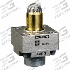 TELEMECANIQUE SENSORS Limit Switch Head: Roller Plunger, Side (MPN ZCKE67). Key specifications — Compatible with Series: XCKJ; Actuator Location: Side; Brand: TELEMECANIQUE SENSORS; Action: Momentary.