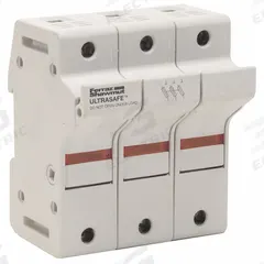 MERSEN Fuse Block: Finger-Safe, 3 Pole, 600 V AC, DIN Rail Mounting, Pressure Plate Termination (MPN US6J3I). Key specifications — Brand: MERSEN.