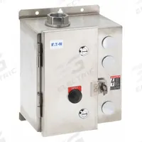 EATON NEMA Magnetic Motor Starter: Non-Reversing, 3 Poles, NEMA Size 0, 18 A, 24V AC Coil (MPN ECN0504TAA-R63/B). Key specifications — attr211388: EATON; attr951451: 1NO/1NC; attr951453: 24V AC; attr951489: Three; attr984425: 1NO/1NC; attr984429: Pilot Light; attr997361: None (Not Applicable to Electronic Overloads).