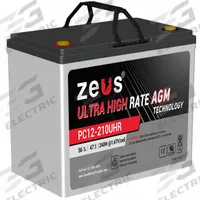 ZEUS BATTERY PRODUCTS Sealed Lead Acid Batteries: 12V DC, 56 Ah Capacity, 7.87 in Ht, 5.43 in Wd, M6 (MPN PC12-210UHR). Key specifications — Terminal Connection: M6; Brand: ZEUS BATTERY PRODUCTS; Housing Material: ABS.