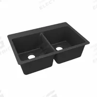 ELKAY Sink: 33 in Overall Lg, 22 in Overall Wd, 9 1/2 in Bowl Dp, 14 1/4 in Bowl Lg, 2 Bowls, Black (MPN ELG3322MB0). Key specifications — Brand: ELKAY; Color Family: Black.