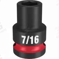 MILWAUKEE Standard Impact Socket: 1/2 in Drive Size, SAE, 7/16 in Socket Size, 6-Point, Std (MPN 49-66-6201). Key specifications — attr1215501: MILWAUKEE; attr1215515: Black Phosphate; attr1215518: 7/16 in.