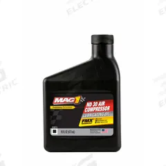 MAG 1 Air Compressor Oil: 16 fl oz, Bottle, 30 SAE Grade, 109 ISO Viscosity Grade, 451°F Flash Point (MPN MAG69885). Key specifications — attr59744: 109; attr59746: 109; attr59736: No; attr59735: Bottle; attr59749: 30.