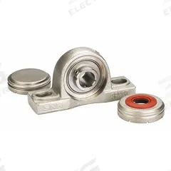NTN Pillow Block Bearing: 1 1/4 in Bore, SS, Set Screws, 1 11/16 in Shaft Ht, 6.496 in Overall Lg (MPN SUCP206-20CCFG1). Key specifications — Brand: NTN; Maximum Speed: 4,300 RPM; Mounting Bolt Size: 1/2 in; Standards: FDA; System of Measurement: Inch.