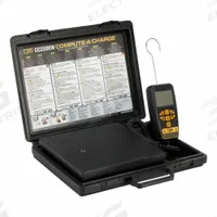 CPS Charging Scale: 220 lb Max, Wired Handset Display, 3 in H x 8 3/4 in W x 8 3/4 in L, CPS Link™ (MPN CC220EW). Key specifications — Includes: Carrying Case; Accuracy: ± 0.015%; Brand: CPS; Calibration Certificate Type: NIST; For Refrigerant Type: R-124; Product Type: Charging Scale; Programmable: Yes.