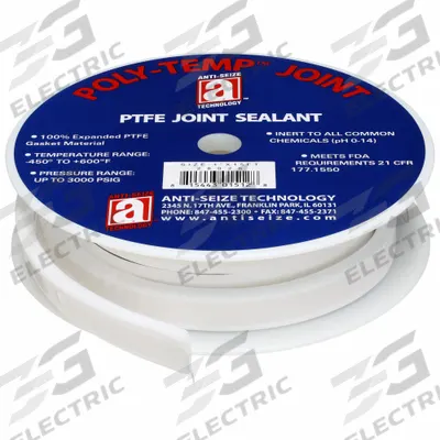 ANTI-SEIZE TECHNOLOGY Gasket-Making Tape: 1 in x 15 ft, 0.39 in Thick, -450°F to 600°F, White - PTFE Gasket-Making Tape