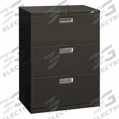 HON Lateral File Cabinet with Drawer: Charcoal, 3 Drawers, 39 1/8 in Overall Ht - Lateral File Cabinets