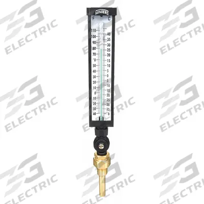 WINTERS Industrial Glass Thermometer: -40°F to 110°F /-40°C to 40°C, +/-1% Accuracy - Lead-Free Adjustable-Angle Thermometer with Thermowell