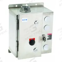 EATON NEMA Magnetic Motor Starter: Non-Reversing, 3 Poles, NEMA Size 0, 18 A, 208V AC Coil (MPN ECN0504EAA-R63/C). Key specifications — attr211388: EATON; attr951451: 1NO/1NC; attr951453: 208V AC; attr951489: Three; attr984425: 1NO/1NC; attr984429: Pilot Light; attr997361: None (Not Applicable to Electronic Overloads).