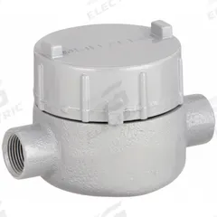 Conduit Outlet Body: Iron, GE, 1 in Trade Size, C Body, 19 cu in Body Capacity (MPN GECCT-3M). Key specifications — Series: For Standard Body; Compatible Conduit Trade Size: 1 in; Thread Gender: Female; Hub Style: Threaded; Cover Included: Yes; Body Style: C; Connection Type: Threaded; Back Type: Flat.