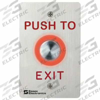ESSEX Exit Push Button: 4 1/2 in Ht, 1 1/4 in Dp, 2 3/4 in Wd, Gray, Gray – Stainless Steel - Push-to-Exit Buttons