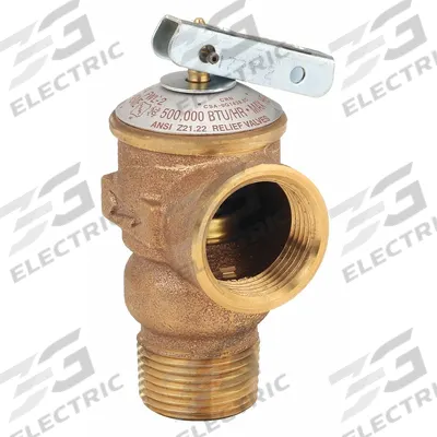 CASH ACME Pressure Relief Valve: MNPT x FNPT, 3/4 in x 3/4 in, Bronze - ASME Section IV Hot Water Pressure Relief Valves