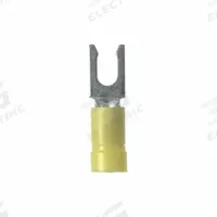 PANDUIT Pan-Term(R) PV10-10LF-L Fork Terminal: Yellow, Vinyl, #10 Stud Size, Locking Fork, 600 V. Key specifications — Barrel Style: Funnel Entry; Manufacturer Part Number: PV10-10LF-L; Brand: PANDUIT; Series: EV10.