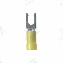 PANDUIT Pan-Term(R) PV10-10LF-L Fork Terminal: Yellow, Vinyl, #10 Stud Size, Locking Fork, 600 V. Key specifications — Barrel Style: Funnel Entry; Manufacturer Part Number: PV10-10LF-L; Brand: PANDUIT; Series: EV10.
